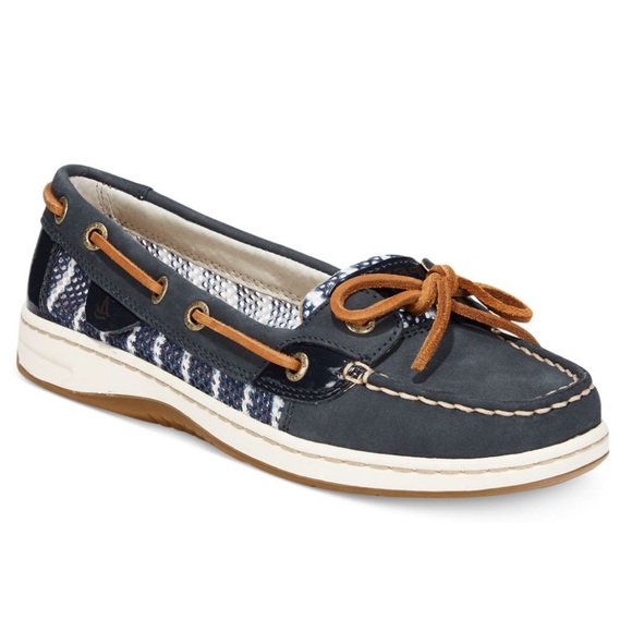 Blue Stripe Mesh Boat Shoes 